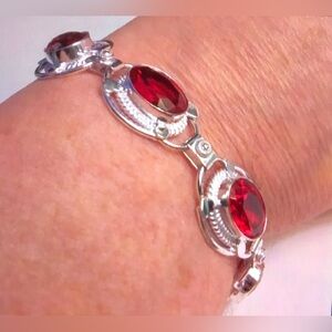 Garnet 925 Sterling Silver Bracelet